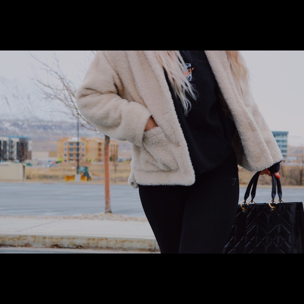 Cream Teddy Button Up Coat